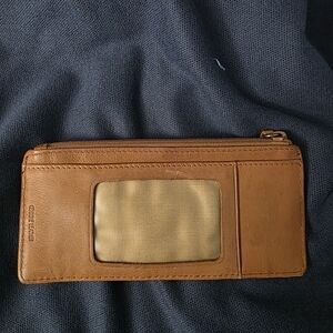 Leather Card Wallet with ID Window - Tan